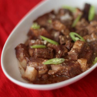 Pork adobo with chili and coconut cream