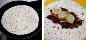 Warming and filling tortillas with pulled pork adobo