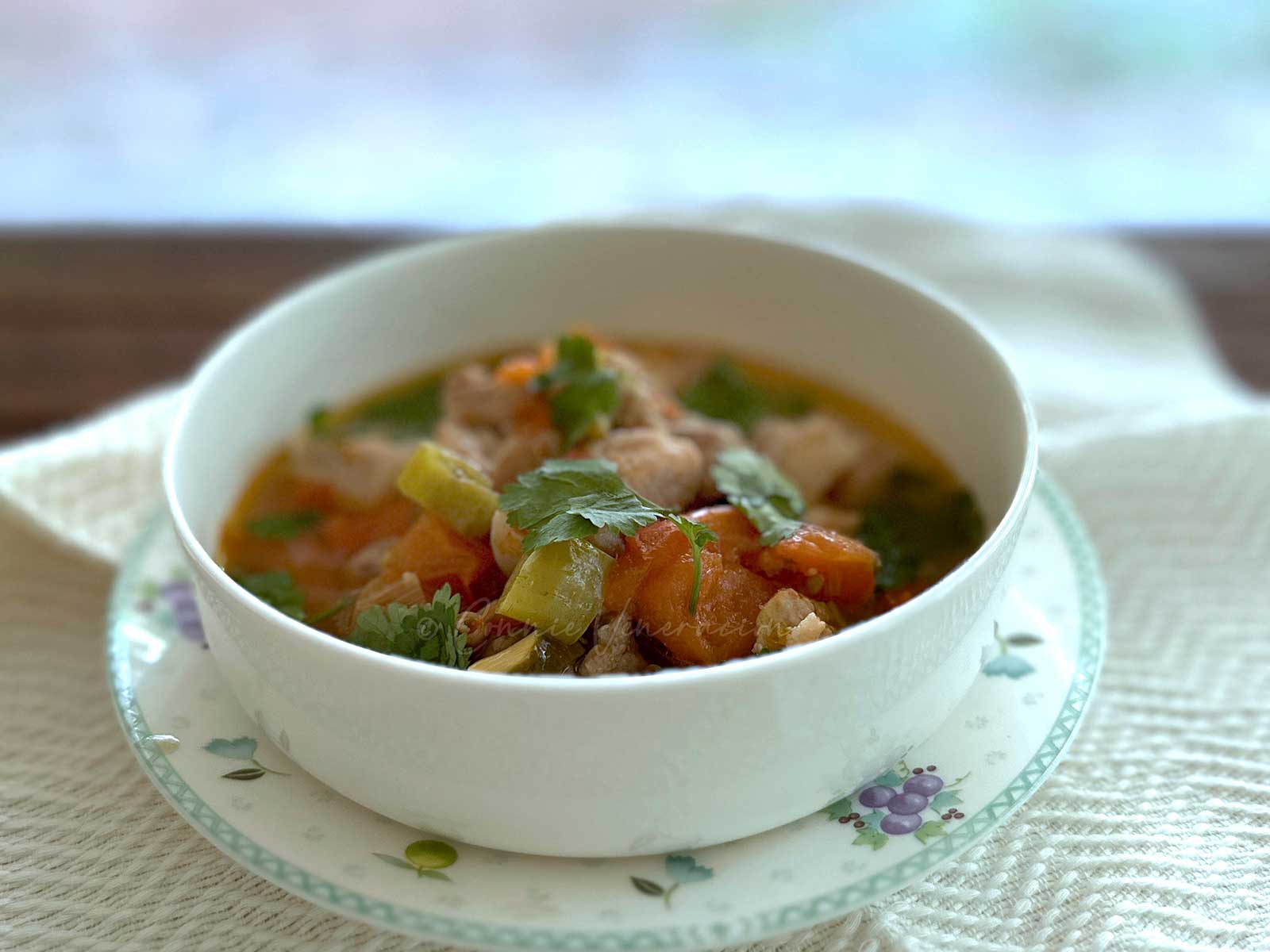 Pork, lemongrass, chili and tomato soup