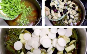 Adding vegetables to broth