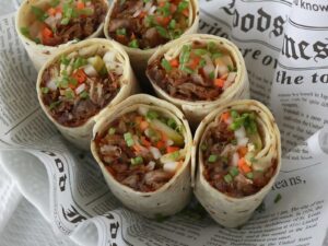 Pulled pork adobo wraps