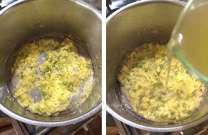 Heating butter and flour in pan