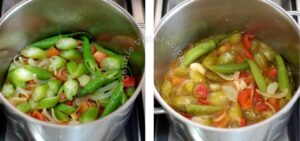 Vegetables simmering in pot