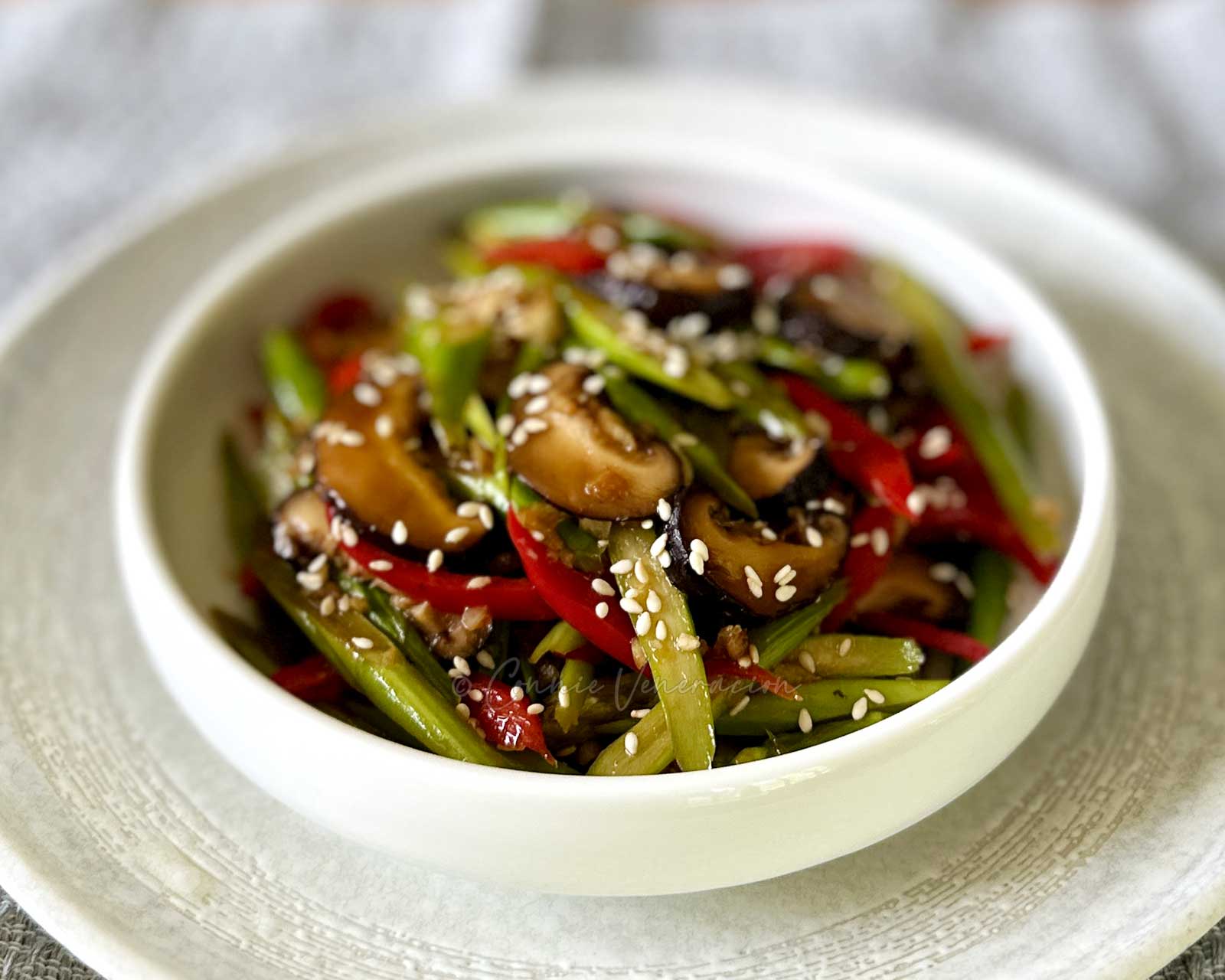 Shiitake and asparagus stir fry