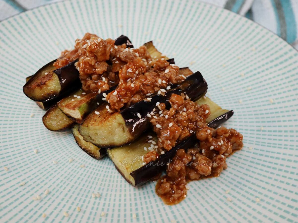 Chinese-style eggplants with braised ground pork