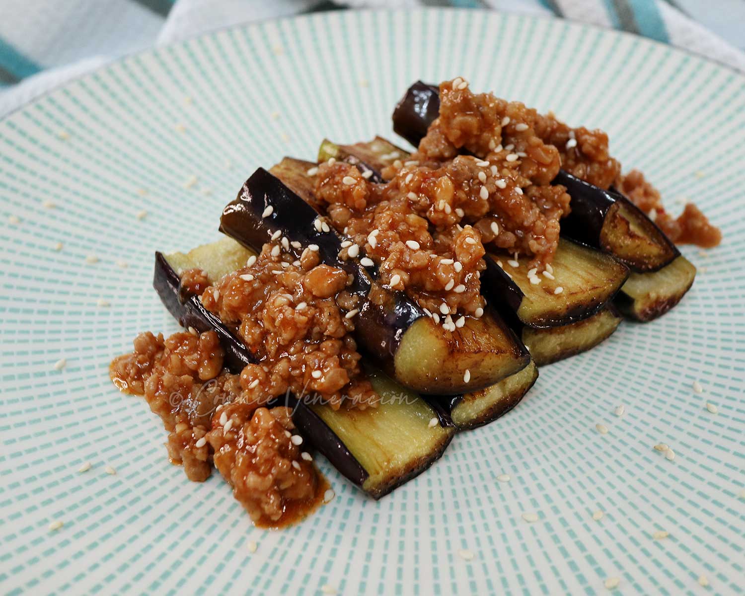 Chinese-style eggplants with braised ground pork