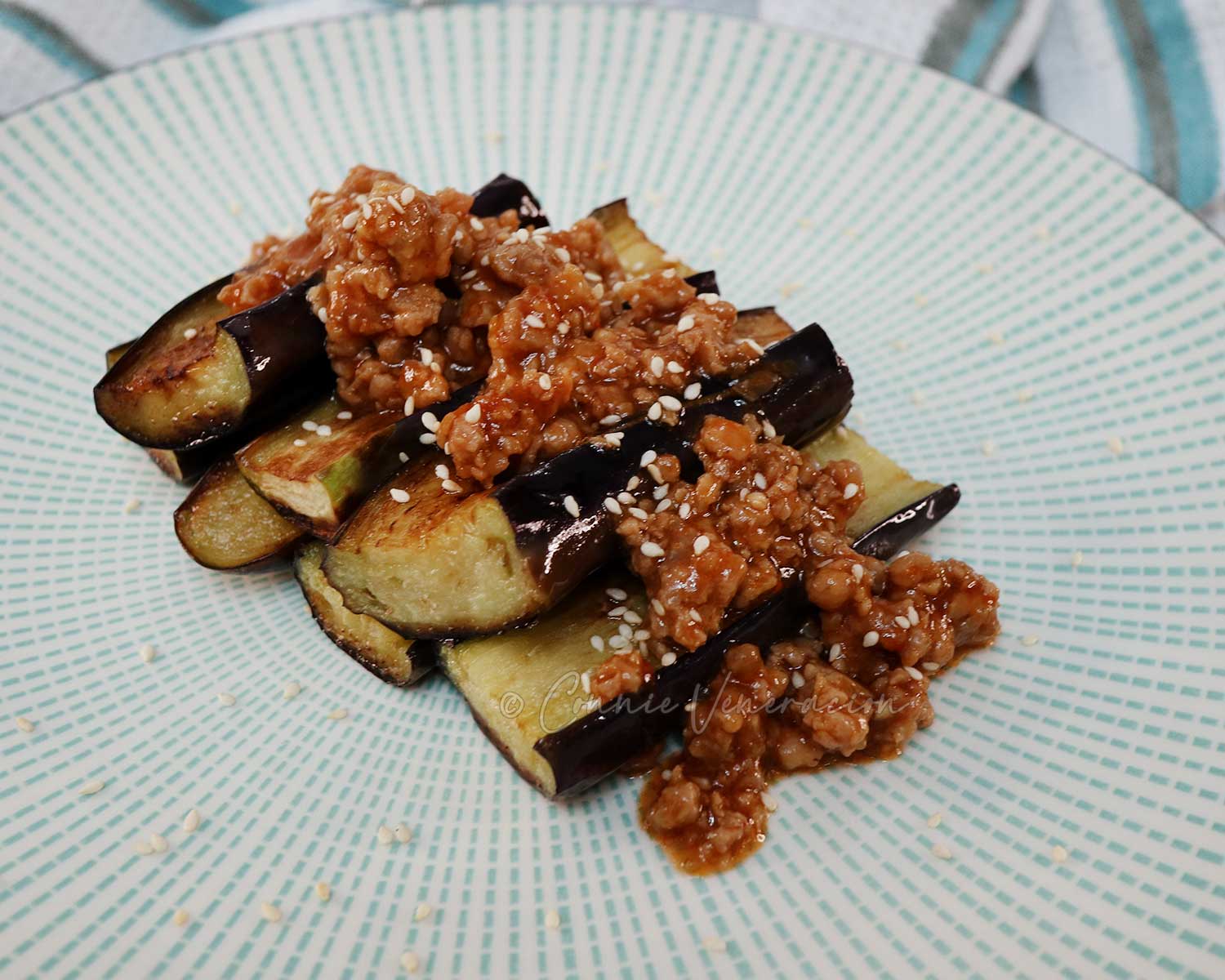 Chinese-style eggplants with braised ground pork