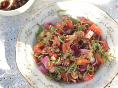 Grilled eggplant salad