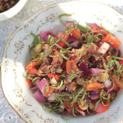 Grilled eggplant salad