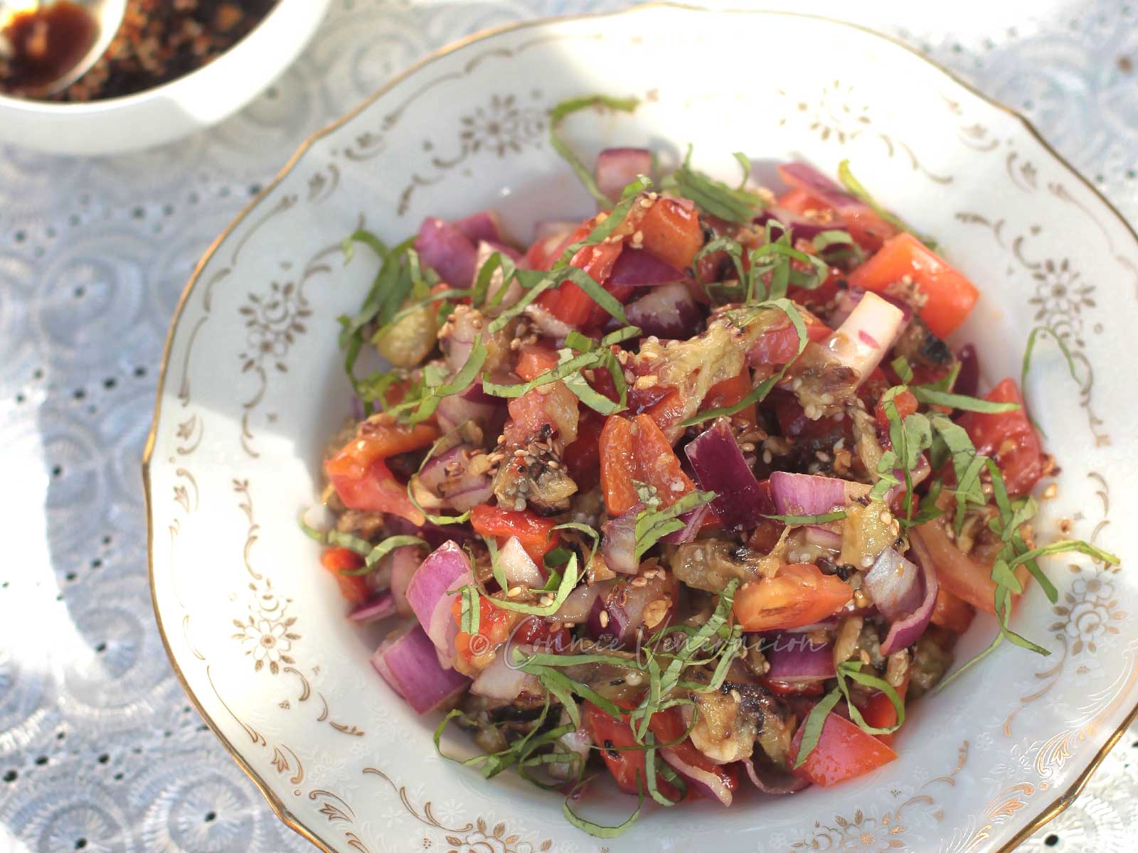 Grilled eggplant salad