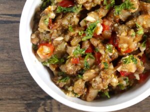 Grilled eggplant salsa