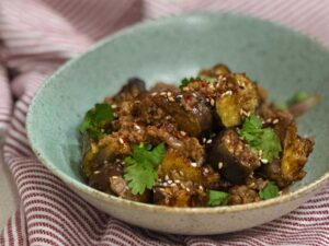 Miso pork and eggplant stir fry