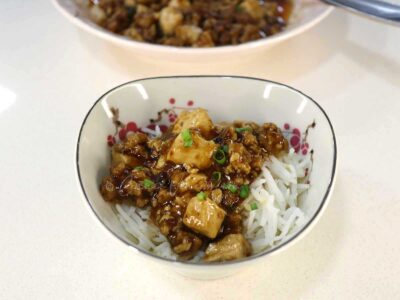 Mapo tofu over rice