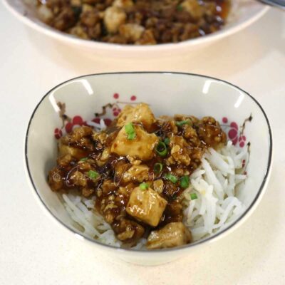 Mapo tofu over rice