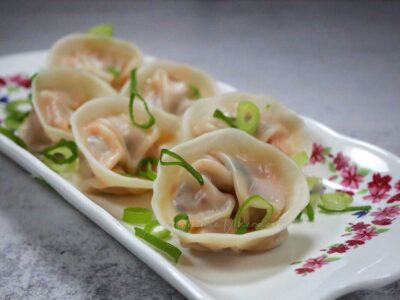 Korean pork and kimchi dumplings (mandu)