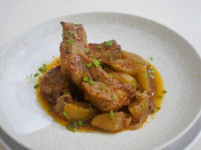Pork baby back ribs and apple stew