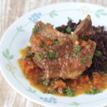 Pork rib chops braised in beer
