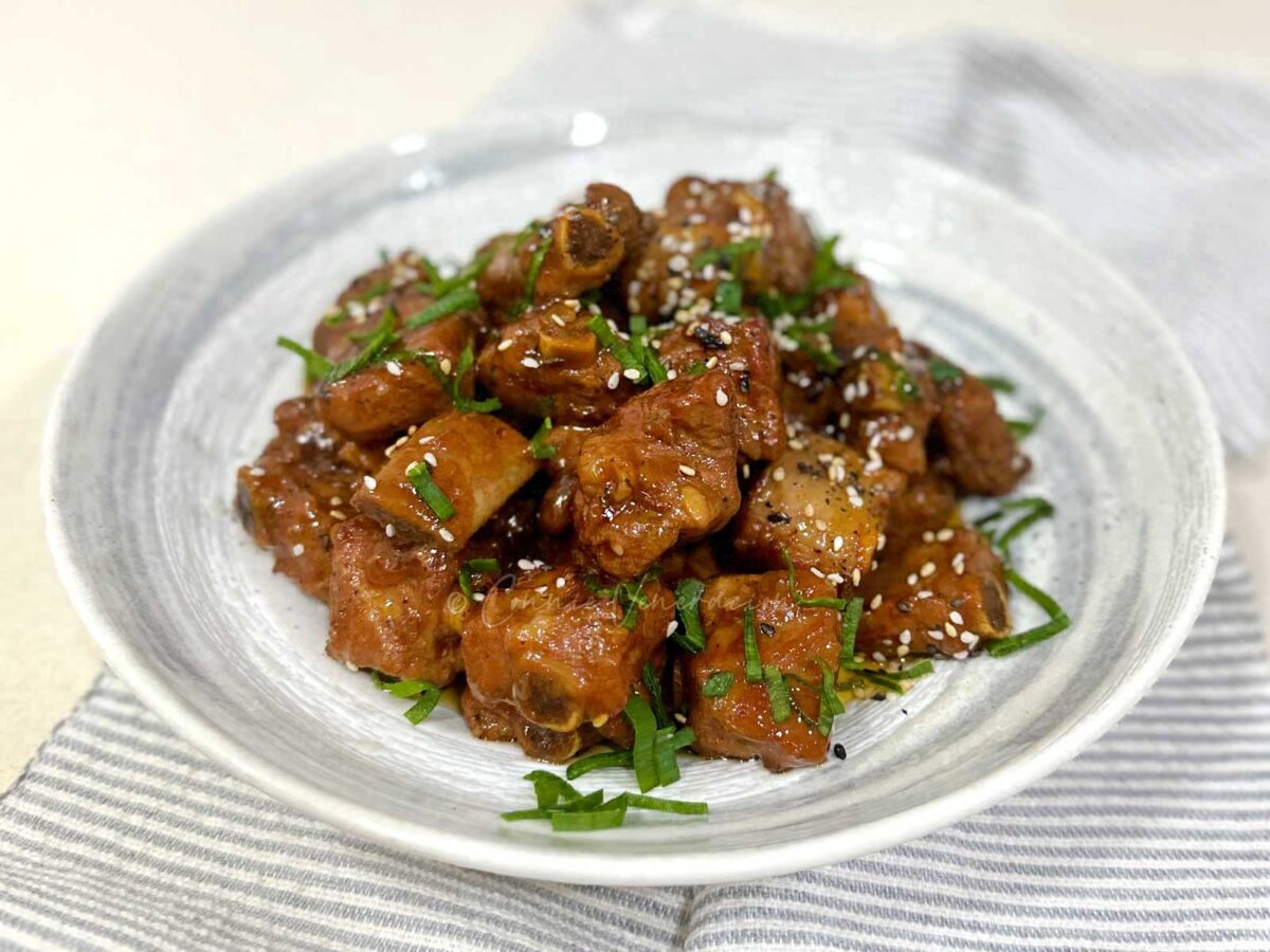 Pork spare ribs braised in soda