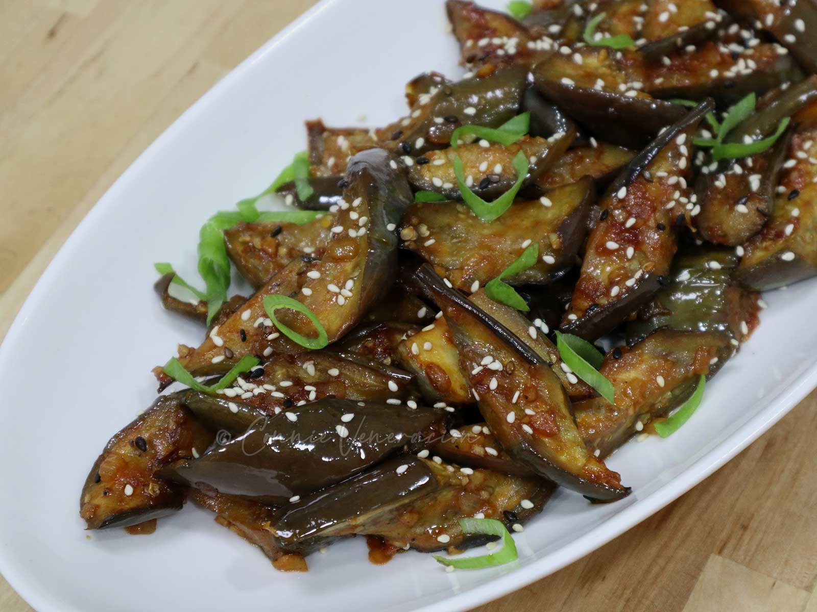 Soy sauce and gochujang eggplants