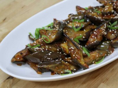 Soy sauce and gochujang eggplants