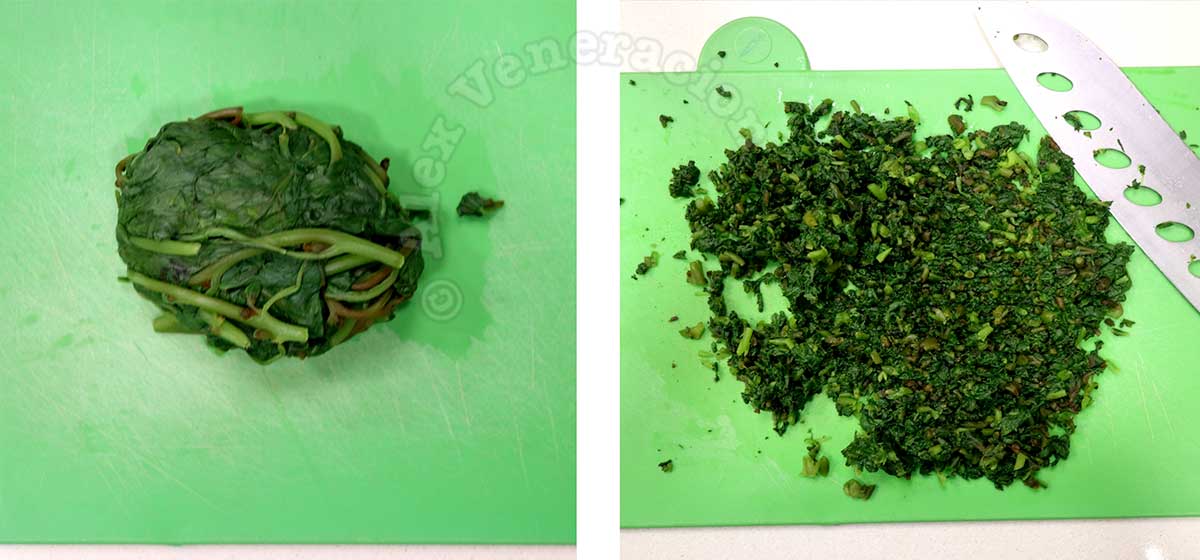 Squeezed and chopped blanched spinach