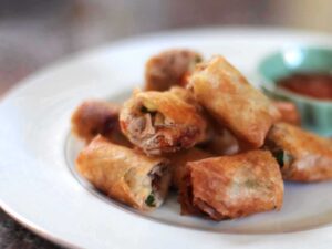Spicy tuna and vegetable spring rolls