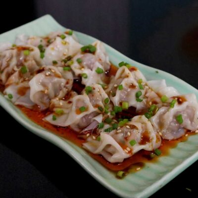Wontons in Sichuan chili oil