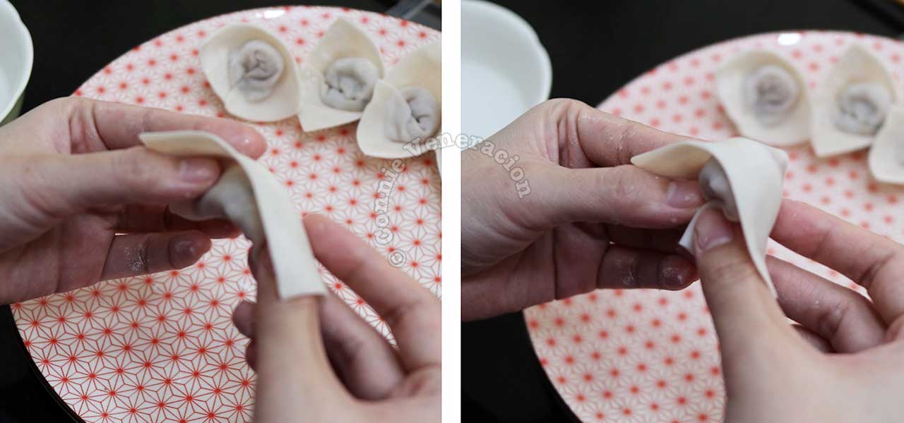 Wrapping chicken wonton