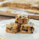Blondies (butterscotch brownies) with peanut butter and chocolate chips