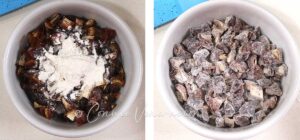 Chopped dates tossed in flour