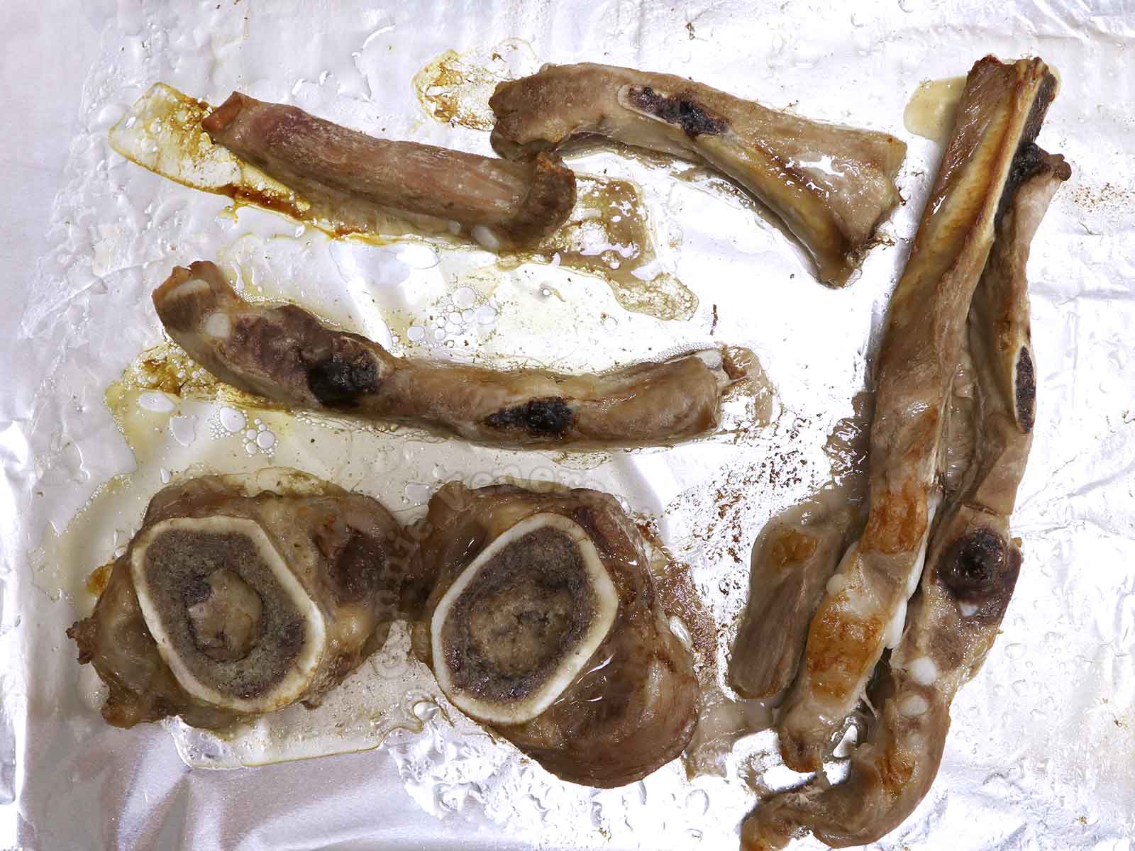 Roasted pork and beef bones for pho broth