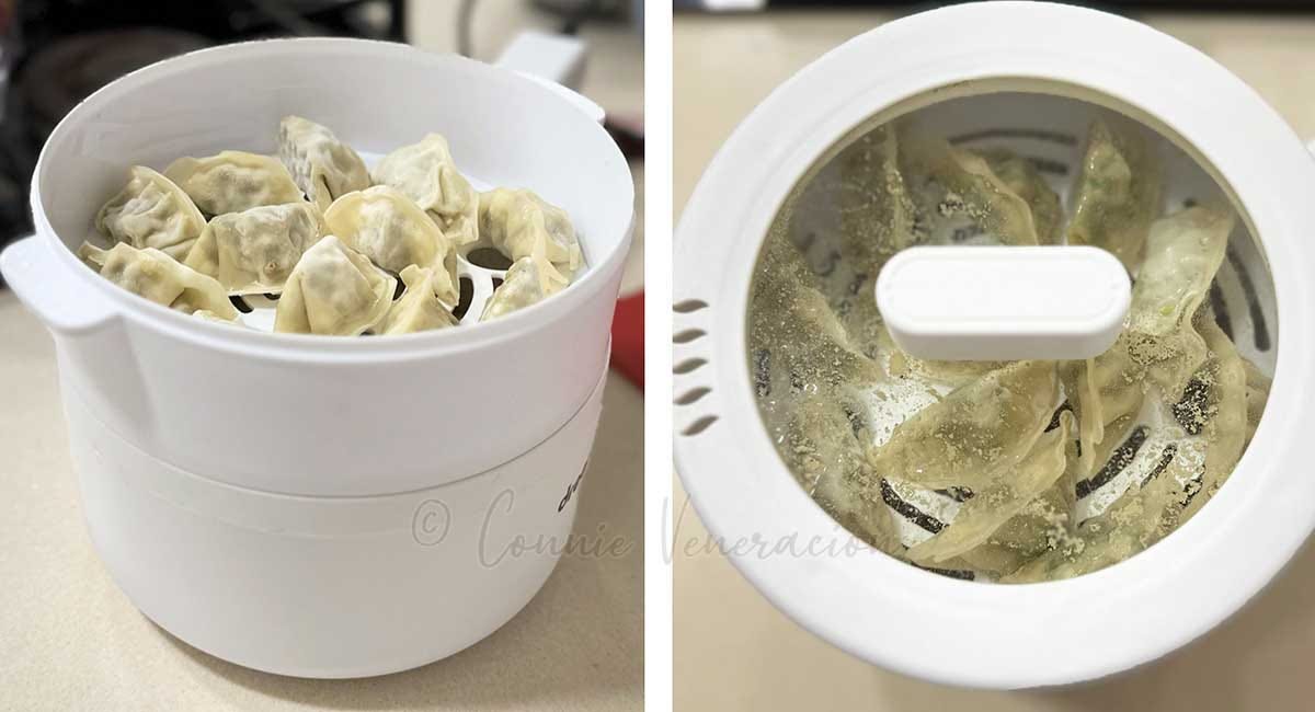 steaming dumplings in rice cooker