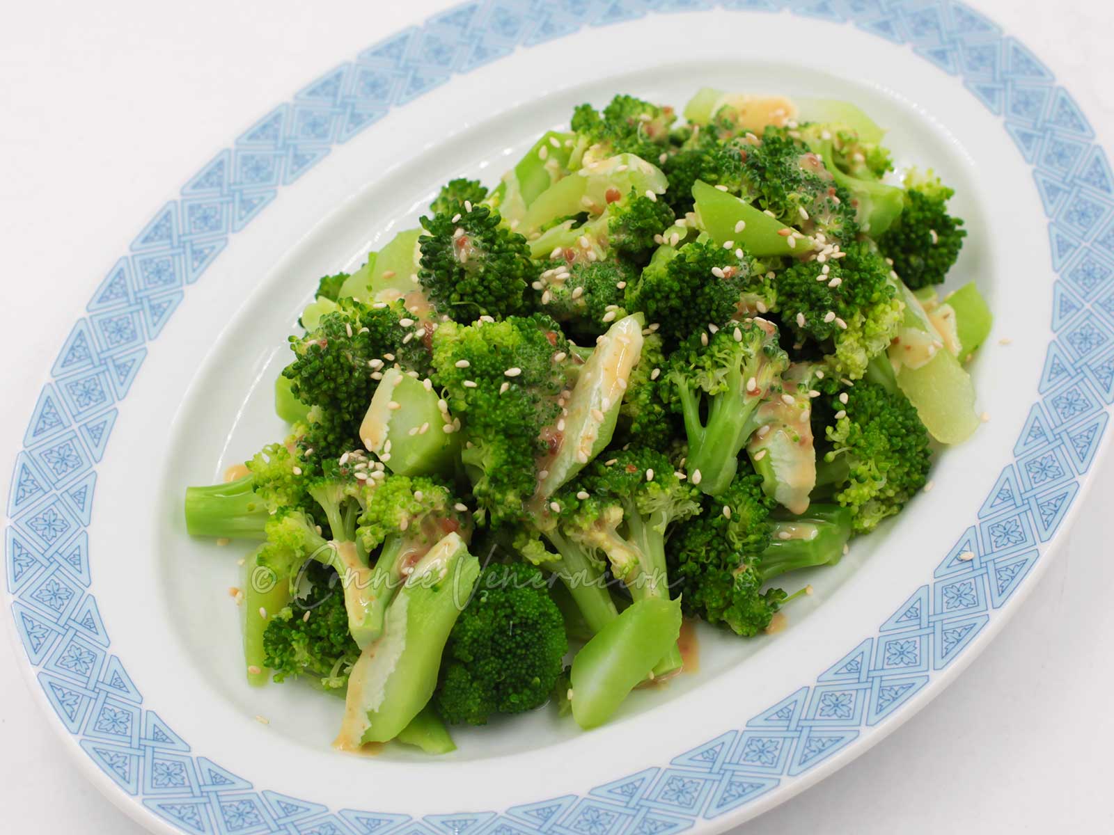 Broccoli salad with miso mayo dressing