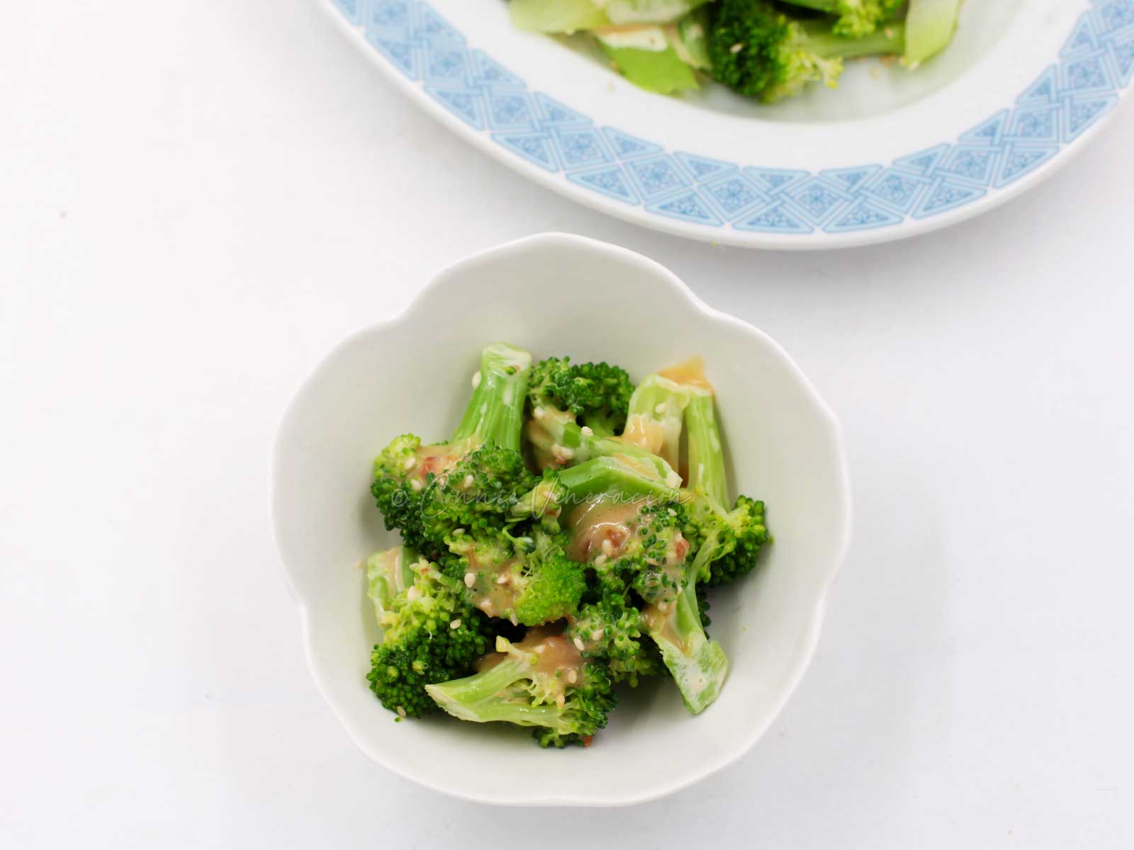 Broccoli salad with miso mayo dressing