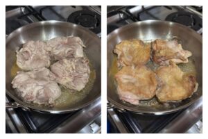 Browning both sides of chicken thigh fillets