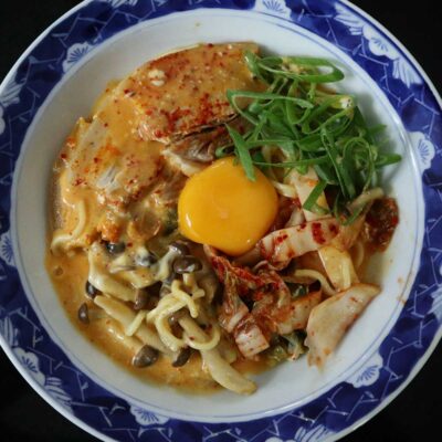 Cheese and kimchi ramen