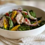 Poached chicken, shiitake and mango salad