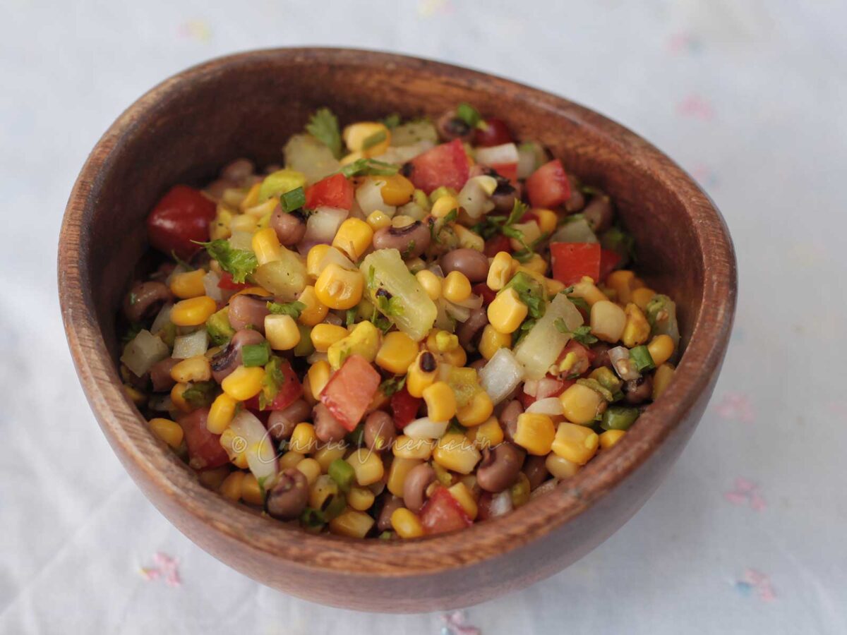 Corn, avocado and bean salad
