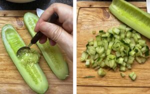 Cucumber, seeded and cubed