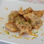Crispy fish fillets with lime and orange sauce