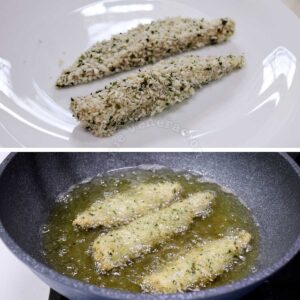 Frying fish katsu