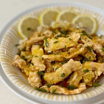 Chinese-style fish fillet with lemon sauce