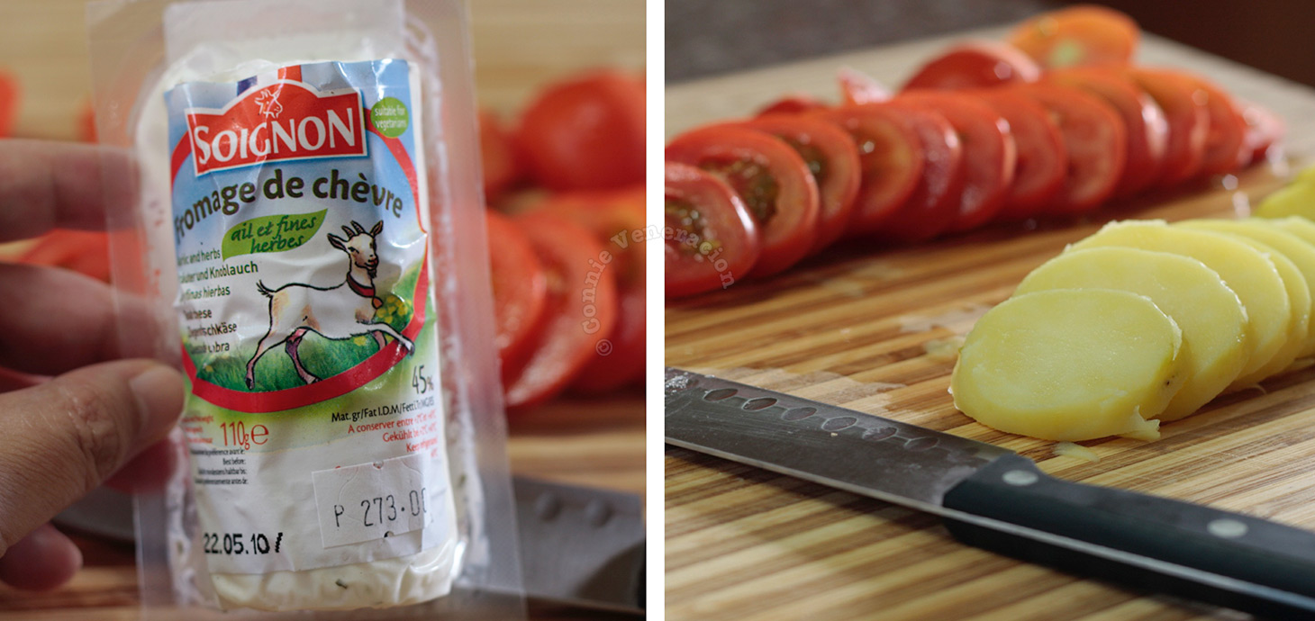 Goat cheese, tomatoes and potatoes