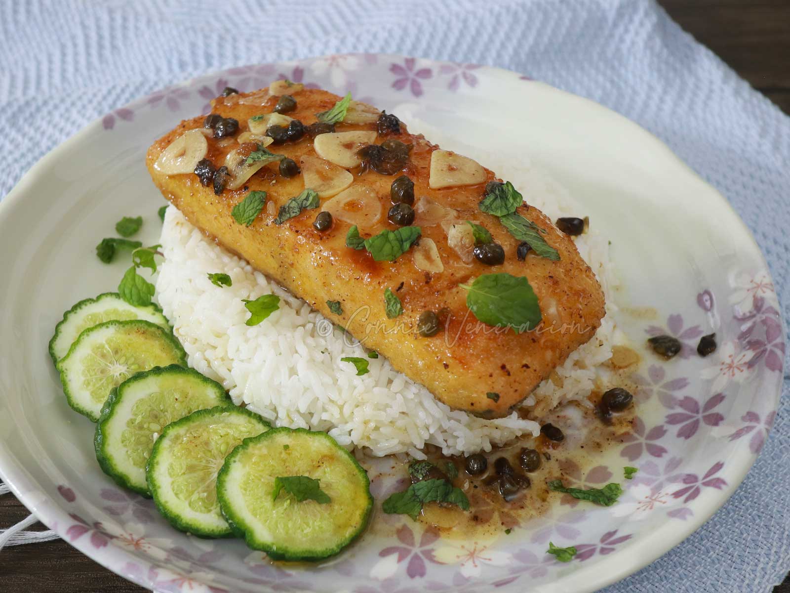 Salmon katsu piccata