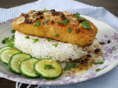 Salmon katsu piccata
