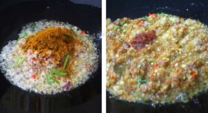 Sauteeing spices in wok