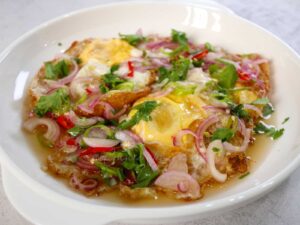 Thai fried egg salad (yum khai dao)￼
