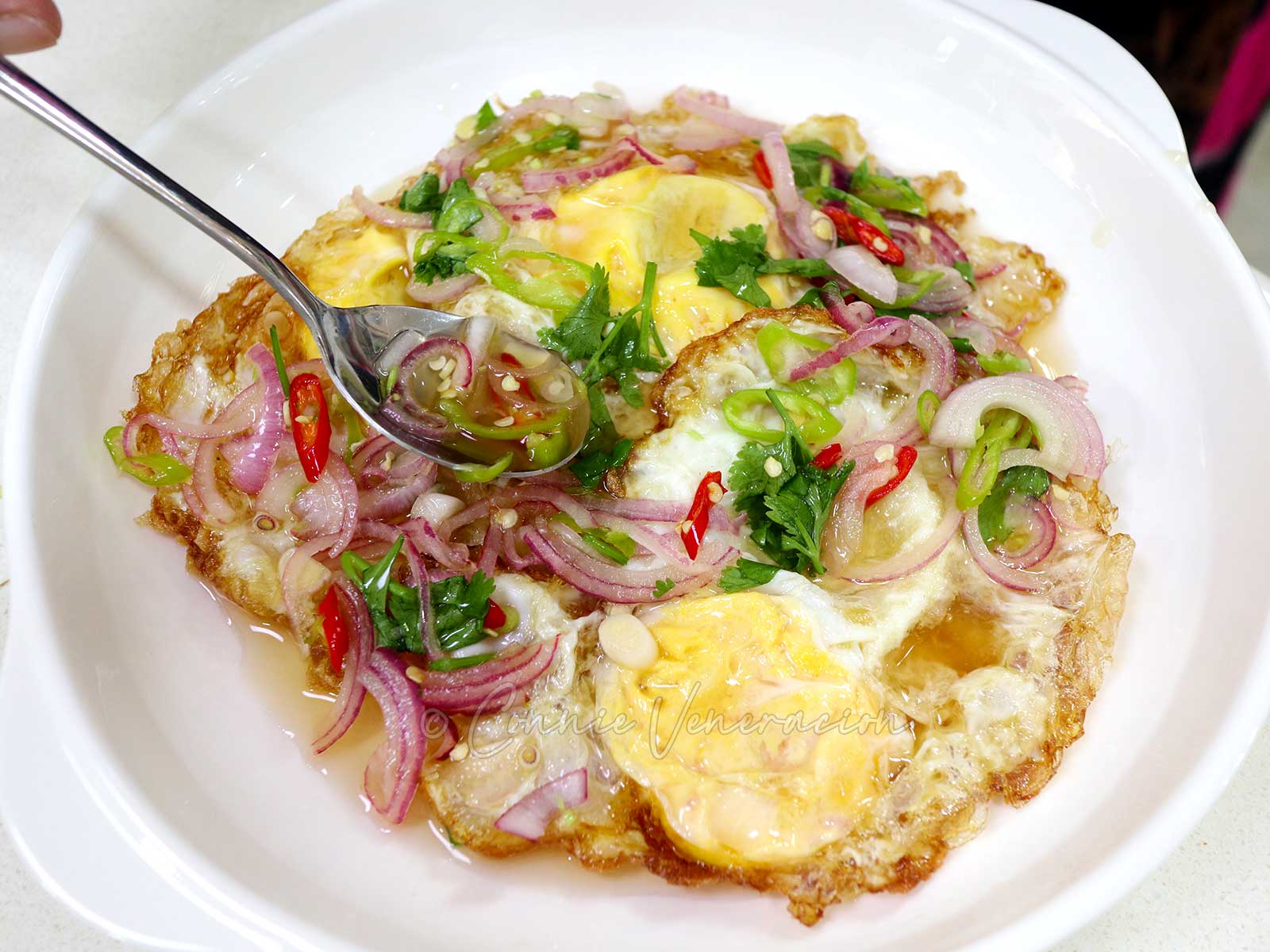 Thai fried egg salad (yum khai dao)￼