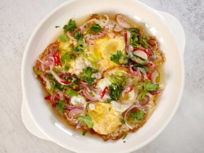 Thai fried egg salad (yum khai dao)
