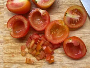 Cored tomato halves
